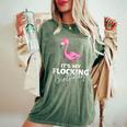 Its My Flocking Birthday Pink Flamingo Cute Flamingo Women's Oversized Comfort T-Shirt Moss