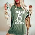 Jesus The Ultimate Deadlifter Christian Weightlifting Women's Oversized Comfort T-Shirt Moss