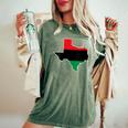 Junenth Pan African Flag Texas Freedom Day Women's Oversized Comfort T-Shirt Moss