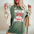 Just Call A Christmas Beast With Cute Little Owl Women's Oversized Comfort T-Shirt Moss