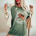 Just A Girl Who Loves Horses Horse Women's Oversized Comfort T-Shirt Moss