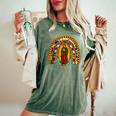 Our Lady Virgen De Guadalupe Virgin Mary Madre Mía Rainbow Women's Oversized Comfort T-Shirt Moss