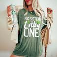 Lucky One First Birthday Big Sister Family St Patrick's Day Women's Oversized Comfort T-Shirt Moss