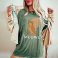 Meowl Cat Owl With Tree And Full Moon Women's Oversized Comfort T-Shirt Moss