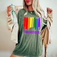 Nashville Tennessee Lgbtq Gay Pride Rainbow Skyline Women's Oversized Comfort T-Shirt Moss