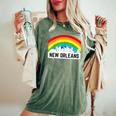 New Orleans Pride Lgbtq Rainbow Skyline Women's Oversized Comfort T-Shirt Moss