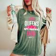 Queens Are Named Enid Pink Flower Custom Name B-Day Women's Oversized Comfort T-Shirt Moss