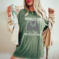 Raccoon Mentally Sick Physically Thick Meme Women Women's Oversized Comfort T-Shirt Moss