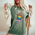 Rainbow Turtle Be Happy In Your Own Shell Autism Awareness Women's Oversized Comfort T-Shirt Moss