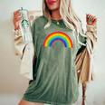 Rainbow Vintage Retro 80'S Style Gay Pride Rainbow Women's Oversized Comfort T-Shirt Moss