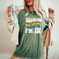 Retro Groovy Sounds Gay I'm In Lgbt Rainbow Gay Pride Lgbt Women's Oversized Comfort T-Shirt Moss