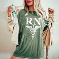 Rn Registered Nurse Caduceus Medical Symbol Women's Oversized Comfort T-Shirt Moss