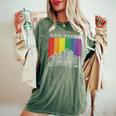 San Diego California Lgbt Pride Rainbow Flag Women's Oversized Comfort T-Shirt Moss