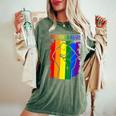 San Diego Lgbt Pride Month Lgbtq Rainbow Flag Women's Oversized Comfort T-Shirt Moss