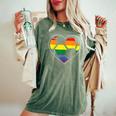 Soccer Heart Sport Lgbtq Rainbow Gay Pride Ally Women Women's Oversized Comfort T-Shirt Moss