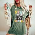 Stay Trashy Raccoon Possum Skunk Groovy Meme Women's Oversized Comfort T-Shirt Moss