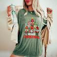 Three Gnome For Merry Christmas Buffalo Leopard Women's Oversized Comfort T-Shirt Moss