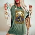 Vintage Floral Tarot Card The Reader Reading Skeleton Nerd Women's Oversized Comfort T-Shirt Moss