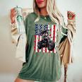 Vintage Motorcycle American Flag Helmet Biker Women's Oversized Comfort T-Shirt Moss