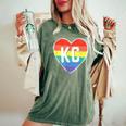 Vintage Rainbow Heart Kc Women's Oversized Comfort T-Shirt Moss