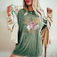 Vintage Wildflower Botanical Flower Women's Oversized Comfort T-Shirt Moss