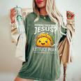 Wanna Taco Bout Jesus Lettuce Pray Mark 1615 Christian God Women's Oversized Comfort T-Shirt Moss