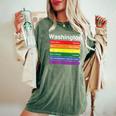 Washington Dc Pride Rainbow Flag Color Metro Train Lines Women's Oversized Comfort T-Shirt Moss