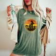 Wild Flowers And Wild Horses Vintage Sunset Country Cowgirl Women's Oversized Comfort T-Shirt Moss