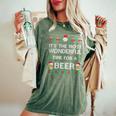 Xmas Wonderful Time For A Beer Ugly Christmas Sweaters Women's Oversized Comfort T-Shirt Moss
