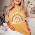 100 Days Of School For Third Grade Teacher Rainbow Leopard Women's Oversized Comfort T-Shirt Mustard