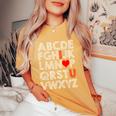 Alphabet Abc I Love You Valentine Day Baby Girl Toddler Women's Oversized Comfort T-Shirt Mustard