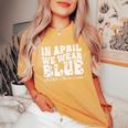 In April We Wear Blue Groovy Autism Awareness Women's Oversized Comfort T-Shirt Mustard