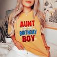 Aunt Of The Birthday Boy Matching Family Spider Web Women's Oversized Comfort T-Shirt Mustard