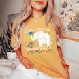 Autism Awareness Family Support Autism Mom Elephants Women's Oversized Comfort T-Shirt Mustard