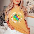 Autism Awareness Teacher Apple Teach Hope Love Inspire Women's Oversized Comfort T-Shirt Mustard