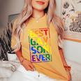 Best Gay Son Ever Lgbt Pride Rainbow Flag Family Outfit Love Women's Oversized Comfort T-Shirt Mustard