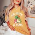 Big Sister Of Twins Dinosaur Girls Women's Oversized Comfort T-Shirt Mustard