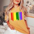 Binghamton New York Lgbtq Gay Pride Rainbow Skyline Women's Oversized Comfort T-Shirt Mustard