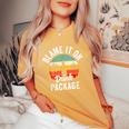Blame It On The Drink Package Cruise Alcohol Wine Lover Women's Oversized Comfort T-Shirt Mustard