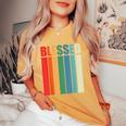 Blessed Christian Faith Inspiration Quote – Vintage Color Women's Oversized Comfort T-Shirt Mustard