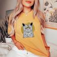 Boho Mystical Feathers Cat Moon Phases Cats Lovers Women's Oversized Comfort T-Shirt Mustard