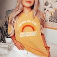 Bring On The Sunshine Vintage Rainbow Retro Sunshine Women's Oversized Comfort T-Shirt Mustard