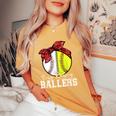 Busy Raising Ballers Softball Baseball Mama Mom Women's Oversized Comfort T-Shirt Mustard