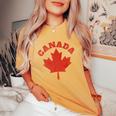 Canada Vintage Canadian Flag Leaf Maple Retro Women's Oversized Comfort T-Shirt Mustard