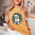 Cat Mom Happy For Cat Lovers Family Matching Women's Oversized Comfort T-Shirt Mustard
