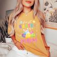 Chick Bunny Flowers Happy First Easter Day As A Mom Mother Women's Oversized Comfort T-Shirt Mustard