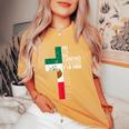 Christian Spanish Jesus Religious Bible Verse Mexican Flag Women's Oversized Comfort T-Shirt Mustard