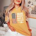 Cigars Whiskey Guns & Freedom Usa Flag 4Th Of July Back Women's Oversized Comfort T-Shirt Mustard