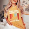I Like Coffee And My Cat Maybe 3 People Vintage Maine Coon Women's Oversized Comfort T-Shirt Mustard