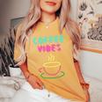 Coffee Vibes Groovy 80'S Eighties Retro Vintage Latte Cafe Women's Oversized Comfort T-Shirt Mustard